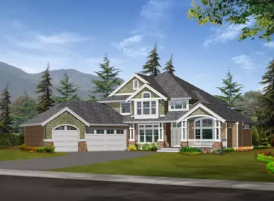 Craftsman house plans 88-470 - front exterior, 4,125 sq ft, 4 bed, 4 bath house plans | Monster House Plans