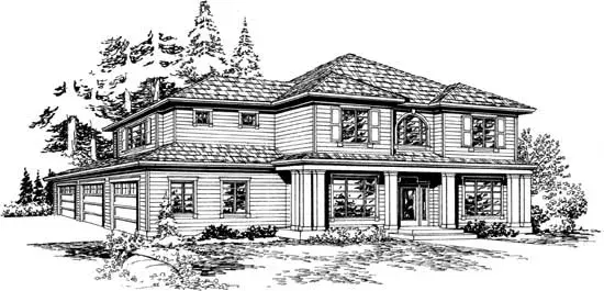 Hampton house plans 88-472 - front exterior, 2,935 sq ft, 4 bed, 2 bath house plans | Monster House Plans