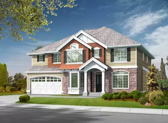 Hampton house plans 88-492 - front exterior, 3,570 sq ft, 4 bed, 2 bath house plans | Monster House Plans