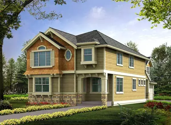 Shingle house plans 88-507 - front exterior, 3,076 sq ft, 4 bed, 2 bath house plans | Monster House Plans