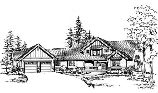 Craftsman house plans 88-513 - front exterior, 3,020 sq ft, 3 bed, 3 bath house plans | Monster House Plans