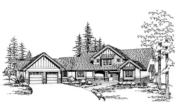 Craftsman house plans 88-514 - front exterior, 4,720 sq ft, 5 bed, 4 bath house plans | Monster House Plans