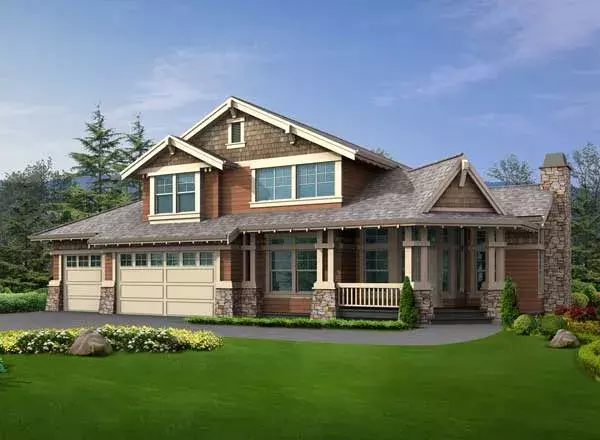 Craftsman house plans 88-516 - front exterior, 4,375 sq ft, 5 bed, 3 bath house plans | Monster House Plans