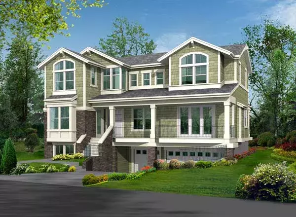 Shingle house plans 88-517 - front exterior, 3,026 sq ft, 4 bed, 3 bath house plans | Monster House Plans