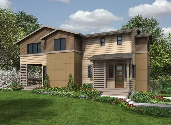 Modern house plans 88-522 - front exterior, 3,045 sq ft, 3 bed, 2 bath house plans | Monster House Plans
