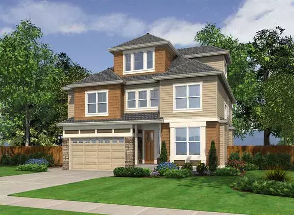 Shingle house plans 88-528 - front exterior, 3,052 sq ft, 5 bed, 3 bath house plans | Monster House Plans