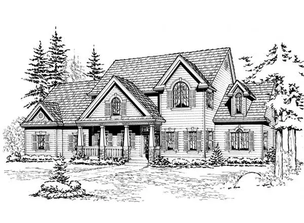 Farmhouse house plans 88-529 - front exterior, 3,068 sq ft, 4 bed, 3 bath house plans | Monster House Plans