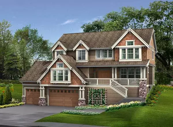 Craftsman house plans 88-543 - front exterior, 3,155 sq ft, 4 bed, 3 bath house plans | Monster House Plans