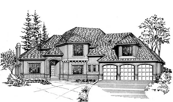 Traditional house plans 88-562 - front exterior, 3,217 sq ft, 3 bed, 2 bath house plans | Monster House Plans