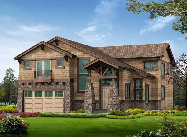 Mountain Rustic house plans 88-577 - front exterior, 3,697 sq ft, 4 bed, 2 bath house plans | Monster House Plans