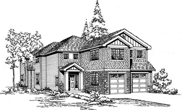 Shingle house plans 88-594 - front exterior, 3,324 sq ft, 4 bed, 2 bath house plans | Monster House Plans