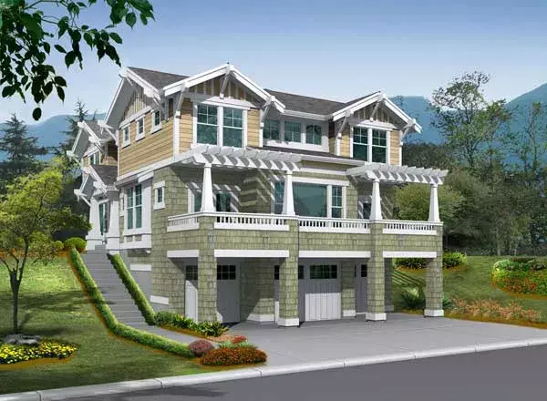 Craftsman house plans 88-604 - front exterior, 3,375 sq ft, 3 bed, 2 bath house plans | Monster House Plans