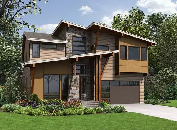 Modern house plans 88-606 - front exterior, 3,395 sq ft, 4 bed, 3 bath house plans | Monster House Plans