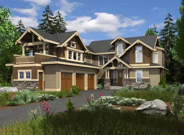 Craftsman house plans 88-611 - front exterior, 3,212 sq ft, 4 bed, 3 bath house plans | Monster House Plans