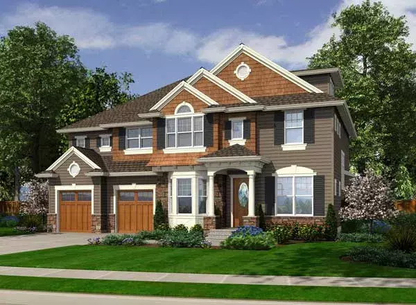 Shingle house plans 88-616 - front exterior, 3,770 sq ft, 5 bed, 3 bath house plans | Monster House Plans