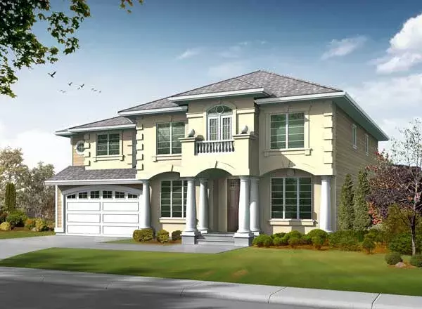 European house plans 88-622 - front exterior, 3,500 sq ft, 4 bed, 2 bath house plans | Monster House Plans
