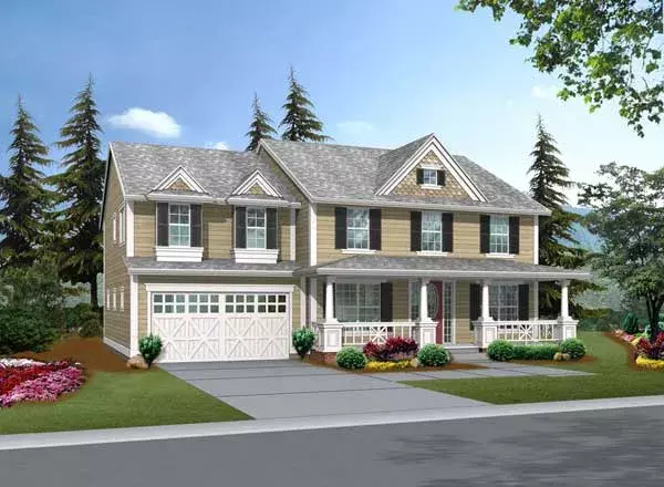 Farmhouse house plans 88-625 - front exterior, 3,445 sq ft, 4 bed, 2 bath house plans | Monster House Plans