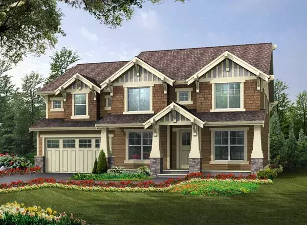 Craftsman house plans 88-628 - front exterior, 3,442 sq ft, 4 bed, 2 bath house plans | Monster House Plans