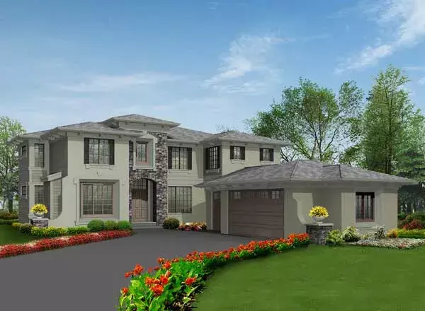 European house plans 88-635 - front exterior, 3,450 sq ft, 4 bed, 3 bath house plans | Monster House Plans