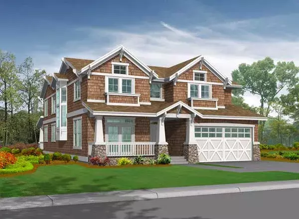 Craftsman house plans 88-636 - front exterior, 3,454 sq ft, 4 bed, 3 bath house plans | Monster House Plans