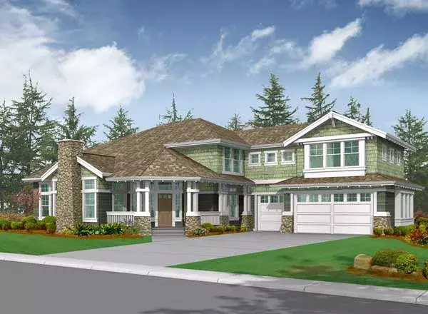Craftsman house plans 88-649 - front exterior, 4,634 sq ft, 6 bed, 3 bath house plans | Monster House Plans
