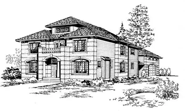 European house plans 88-655 - front exterior, 3,550 sq ft, 3 bed, 3 bath house plans | Monster House Plans