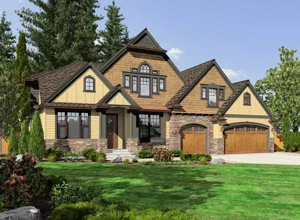 Shingle house plans 88-662 - front exterior, 3,565 sq ft, 4 bed, 3 bath house plans | Monster House Plans
