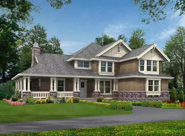 Craftsman house plans 88-671 - front exterior, 3,590 sq ft, 4 bed, 3 bath house plans | Monster House Plans
