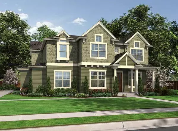Shingle house plans 88-682 - front exterior, 3,609 sq ft, 4 bed, 4 bath house plans | Monster House Plans