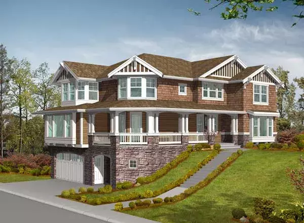 Craftsman house plans 88-683 - front exterior, 3,630 sq ft, 4 bed, 2 bath house plans | Monster House Plans