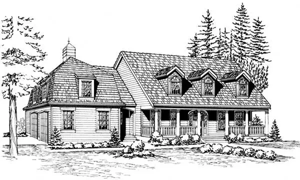 Cape Cod house plans 88-686 - front exterior, 3,641 sq ft, 4 bed, 3 bath house plans | Monster House Plans