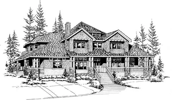 Craftsman house plans 88-688 - front exterior, 3,650 sq ft, 3 bed, 3 bath house plans | Monster House Plans