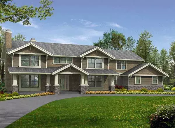 Craftsman house plans 88-691 - front exterior, 3,671 sq ft, 4 bed, 3 bath house plans | Monster House Plans