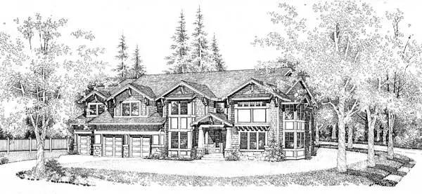 Craftsman house plans 88-693 - front exterior, 3,683 sq ft, 4 bed, 3 bath house plans | Monster House Plans