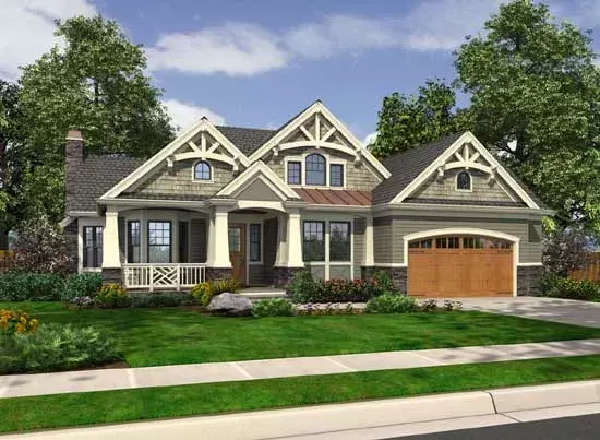 Cottage house plans 88-955 - front exterior, 3,020 sq ft, 3 bed, 3 bath house plans | Monster House Plans