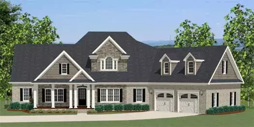 Traditional house plans 90-104 - front exterior, 2,549 sq ft, 3 bed, 2 bath house plans | Monster House Plans