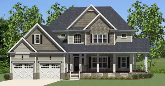 Traditional house plans 90-105 - front exterior, 2,720 sq ft, 3 bed, 2 bath house plans | Monster House Plans