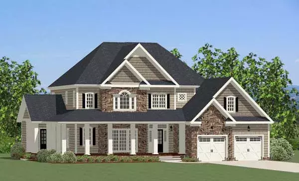 Traditional house plans 90-131 - front exterior, 3,608 sq ft, 5 bed, 4 bath house plans | Monster House Plans