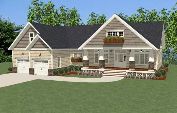 Craftsman house plans 90-136 - front exterior, 2,581 sq ft, 3 bed, 3 bath house plans | Monster House Plans