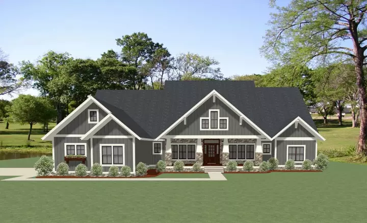 Craftsman house plans 90-149 - front exterior, 3,401 sq ft, 4 bed, 2 bath house plans | Monster House Plans