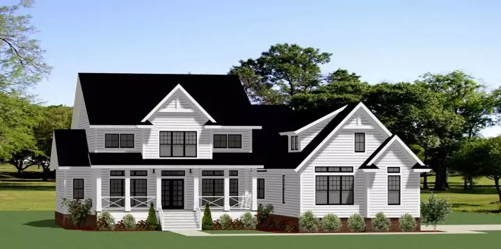 Modern Farmhouse house plans 90-163 - front exterior, 3,830 sq ft, 4 bed, 3 bath house plans | Monster House Plans