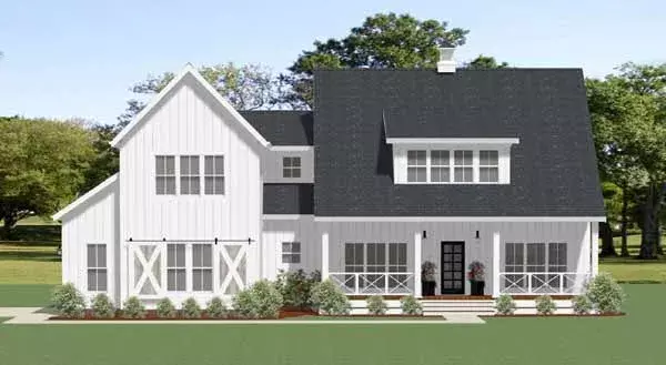 Modern Farmhouse house plans 90-164 - front exterior, 3,121 sq ft, 3 bed, 2 bath house plans | Monster House Plans