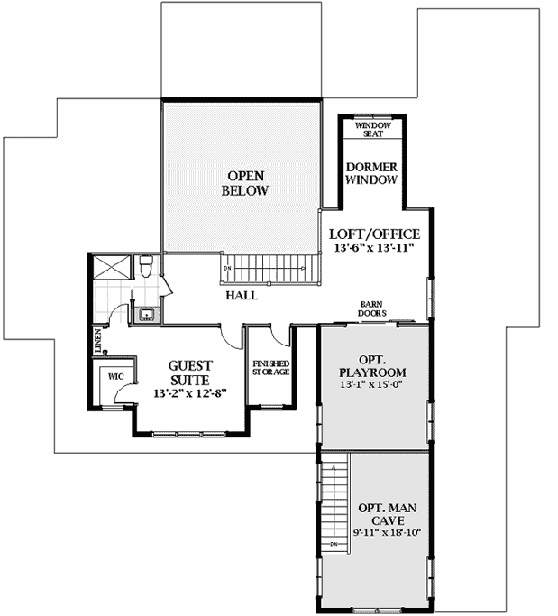 Upper/Second Floor Plan:90-165