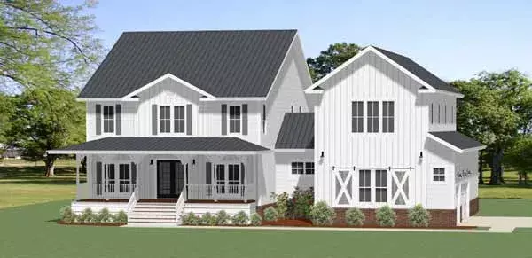 Modern Farmhouse house plans 90-166 - front exterior, 2,915 sq ft, 3 bed, 3 bath house plans | Monster House Plans