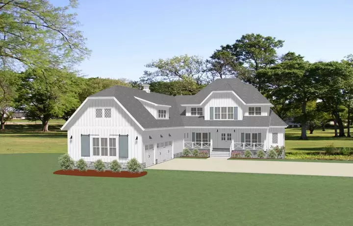 Modern Farmhouse house plans 90-182 - front exterior, 3,239 sq ft, 4 bed, 4 bath house plans | Monster House Plans