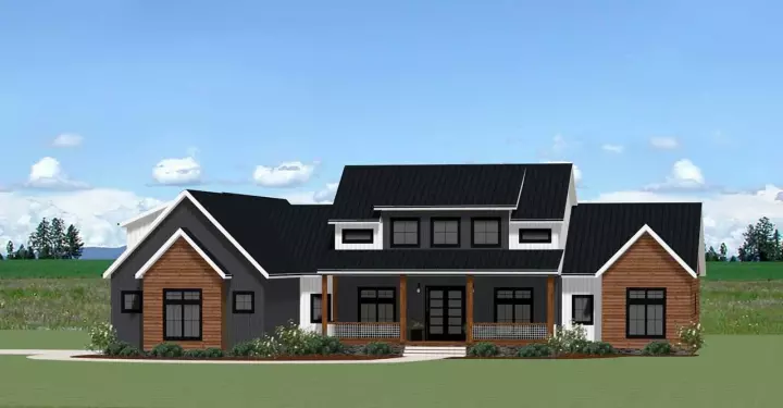 Modern Farmhouse house plans 90-193 - front exterior, 2,934 sq ft, 3 bed, 3 bath house plans | Monster House Plans