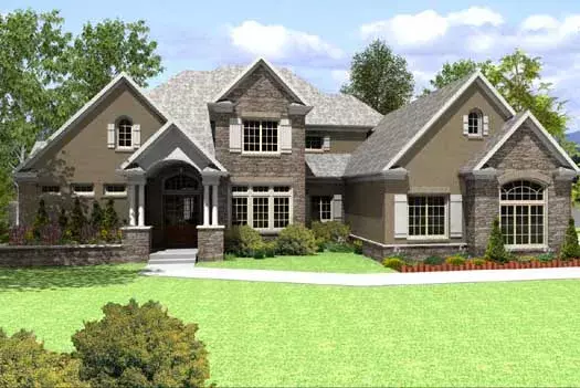 Traditional house plans 92-102 - front exterior, 3,718 sq ft, 4 bed, 3 bath house plans | Monster House Plans