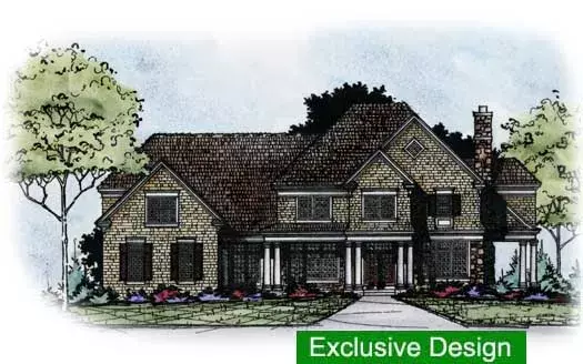 Shingle house plans 93-103 - front exterior, 4,956 sq ft, 4 bed, 4 bath house plans | Monster House Plans