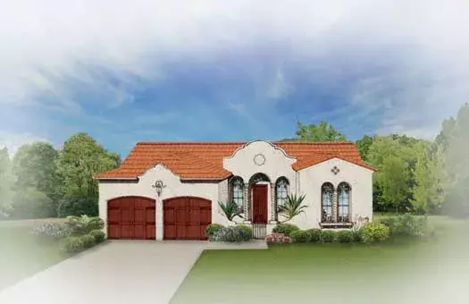 Italian house plans 95-117 - front exterior, 1,673 sq ft, 3 bed, 2 bath house plans | Monster House Plans