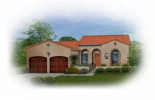 Spanish house plans 95-119 - front exterior, 1,684 sq ft, 3 bed, 2 bath house plans | Monster House Plans